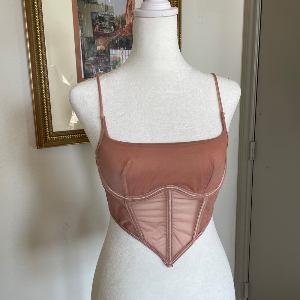 ASOS Pink Crop Top Corset Style Satin